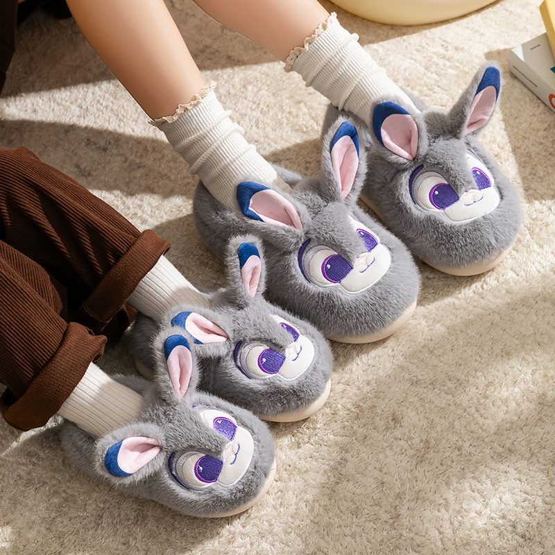 Zootopia Cotton Slippers 2025 Autum New Female Couple Family Non-Slip Home Warm Furry Slippers
