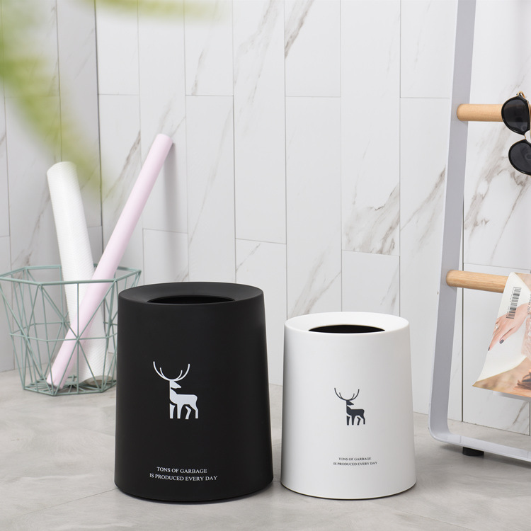 北欧时尚创意双层垃圾桶家用客厅卧室锥形无盖新卫生筒办公室纸篓