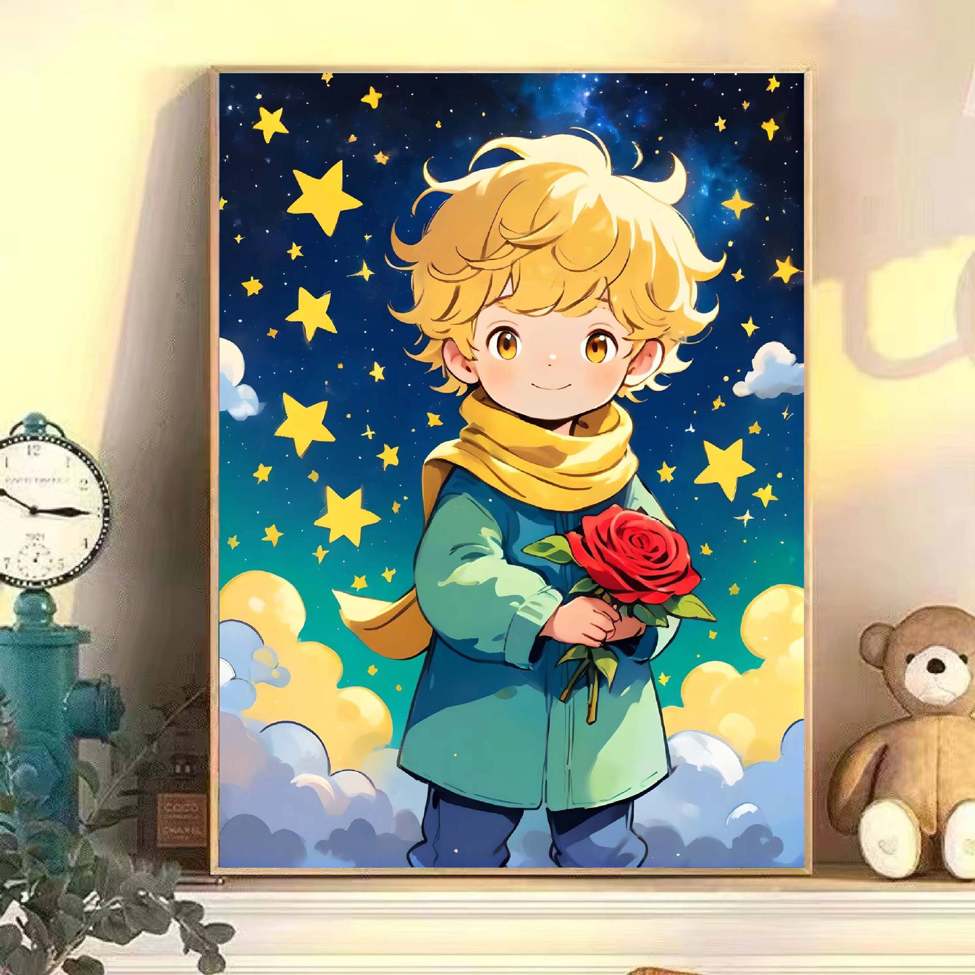 DIY pintura al óleo digital El pequeño príncipe estrella curar dibujos animados pintura al óleo acrílico hecha a mano pintura decorativa moderna