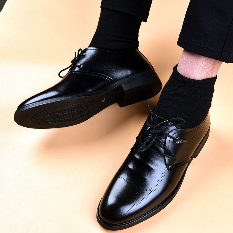 冬季加绒皮鞋男士二棉西装男鞋正装商务韩版英伦加厚青年休闲鞋子