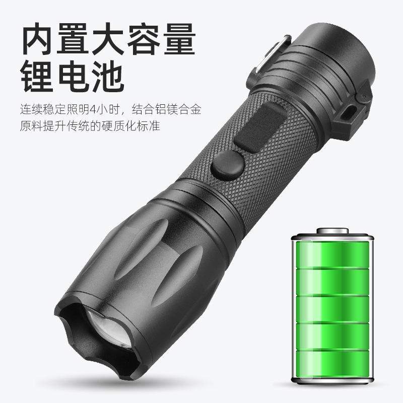 Linterna de luz brillante transfronteriza especial al aire libre carga portátil de larga duración seis arcos anti-lobo linterna láser encendido