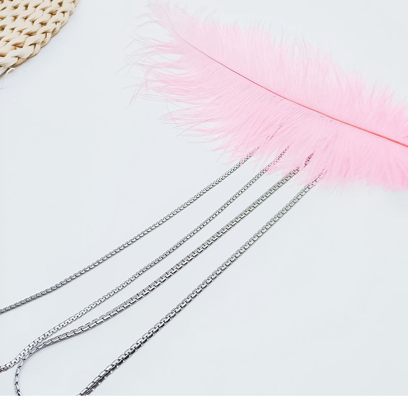 Stainless Steel Box Chain Necklace Minimalist Square Link Chain_voghion.com