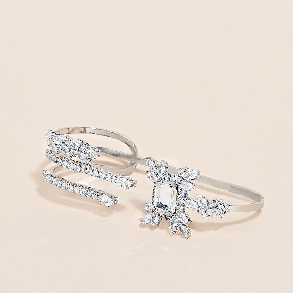 2023 nueva pulsera de circón moda europea y americana nupcial boda luz de lujo pulsera abierta pulsera