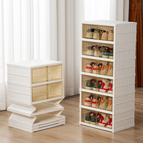 Wholesale folding shoe cabinet storage box transparent installation-free plastic shoe rack home door dust-proof shoe storage shoe box