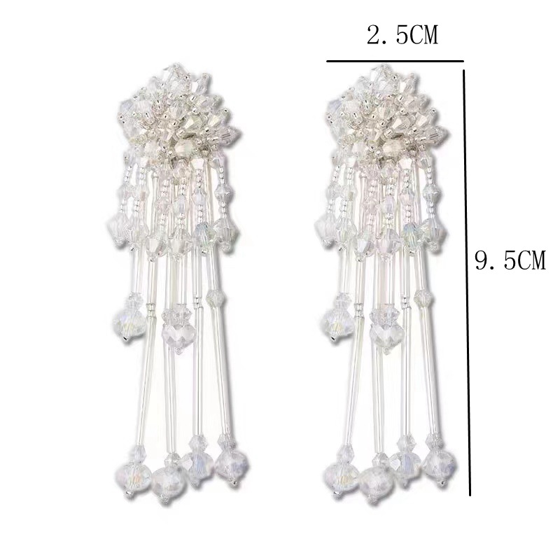 Fashion Solid Color Crystal Tassel Drop Earrings 1 Pair display picture 1