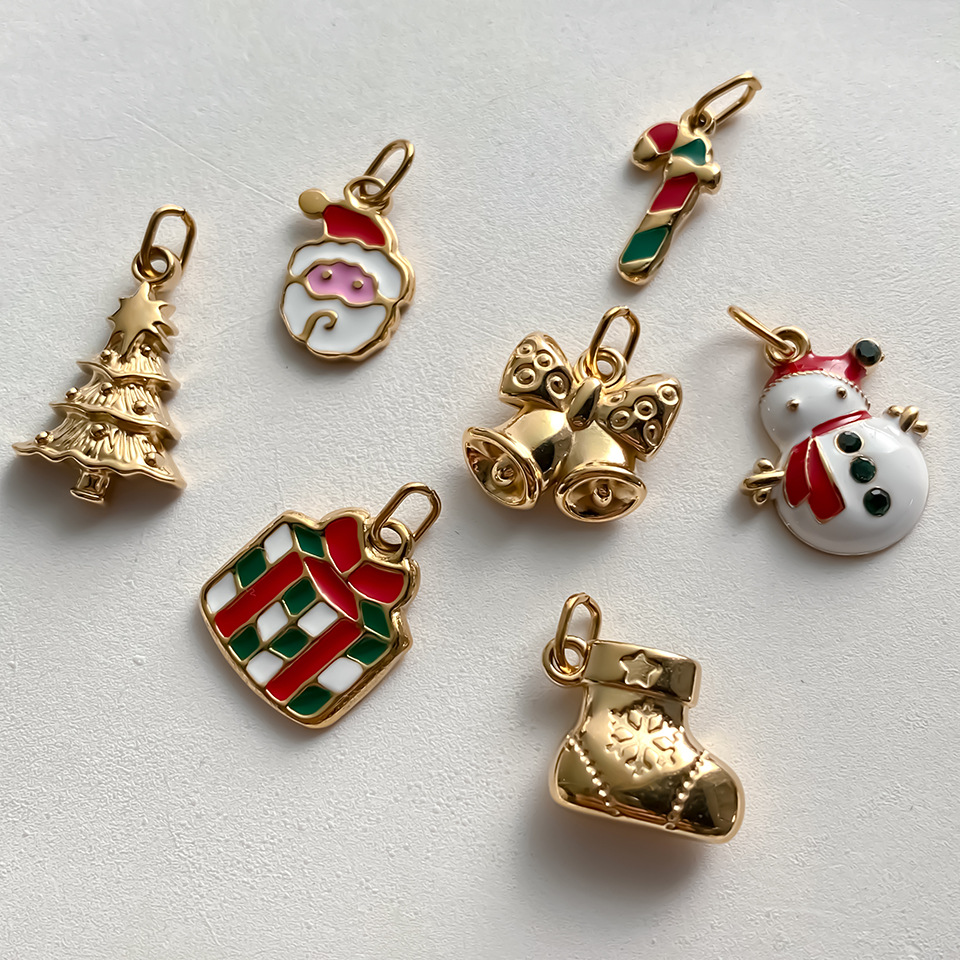 Emanco Non-Fading Washable Christmas Bead Pendant Accessories DIY Hand-Woven Enamel Bracelet Accessories