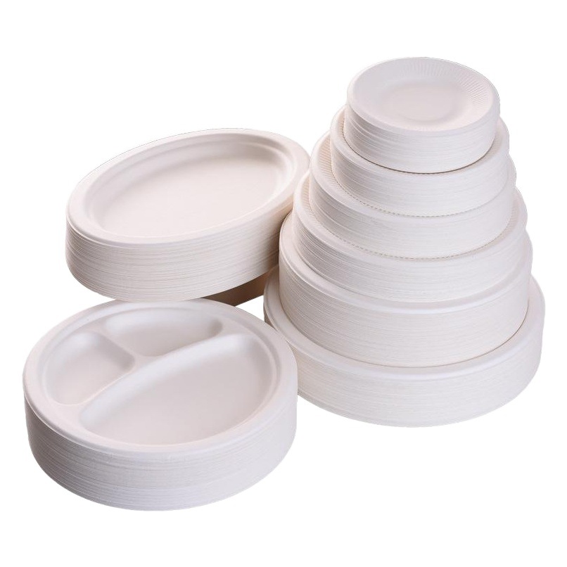 Disposable Sugarcane Pulp Paper Plate Dinner Plate Barbecue Cake Kindergarten Drawing DIY Paper Plate Thickened Pulp Plate