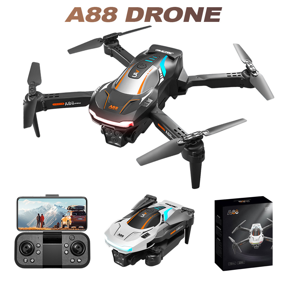 Cross-Border Drone A88 Foreign Trade Aerial Photography Three-Camera Optical Flow Positioning Obstacle Avoidance Aircraft Remote Control Aircraft