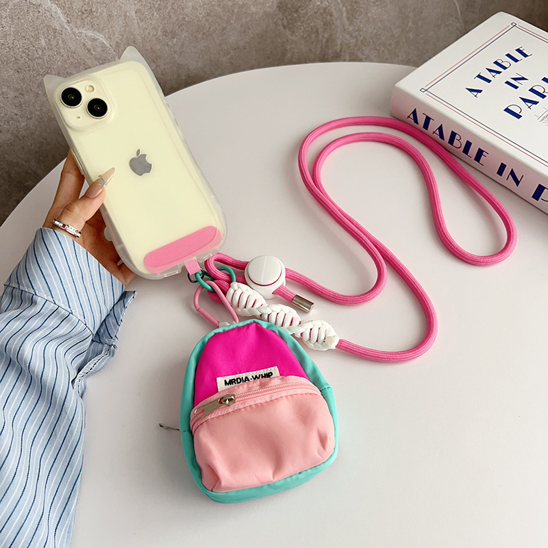 Bolsa de almacenamiento, cuerdas para teléfonos móviles, bolso de cambio, llavero, auriculares, colgantes para bolsas escolares, cuerdas de cuello para la muñeca.
