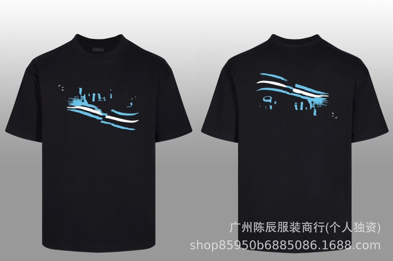 跨境 B家春夏季 BB家 logo印花短袖280克双纱面料短袖T恤男女同款|undefined