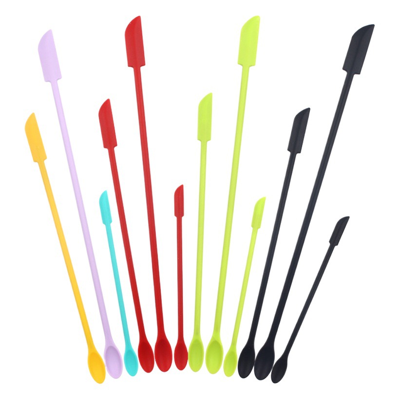 Silicone Mini small size tip scraper 3 pieces suit cosmetic bottle scraper baking tool jam double-headed spatula scraper spoon