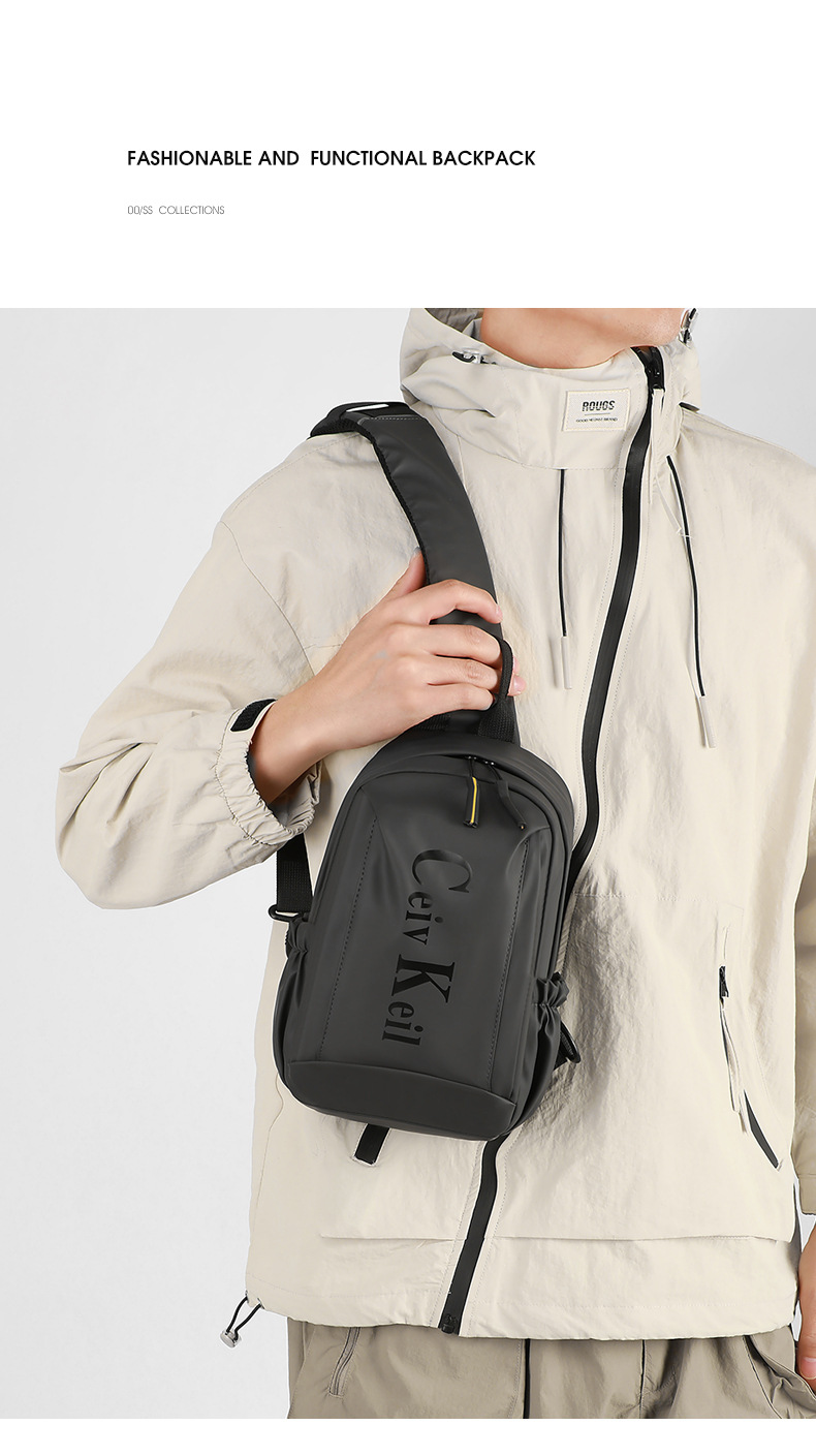 Cross-border waterproof bag, casual and fashionable crossbody bag, men's sports chest bag, multi-functional backpack, large-capacity single-shoulder bag undefined
