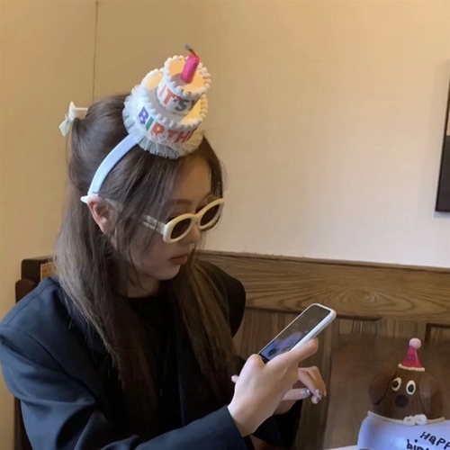 Little Red Book's same style white rose red cake headband birthday hat party funny decoration photo props headband headband