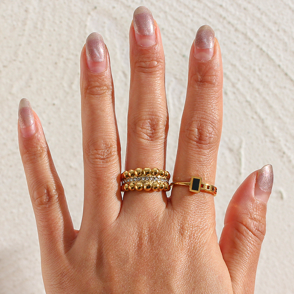 Fashion Geometric Stainless Steel Rings Inlay Zircon Stainless Steel Rings