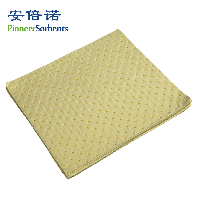 黄色压点吸液棉 吸酸棉 化学品吸附棉聚丙烯吸油棉PP熔喷吸附垫4m
