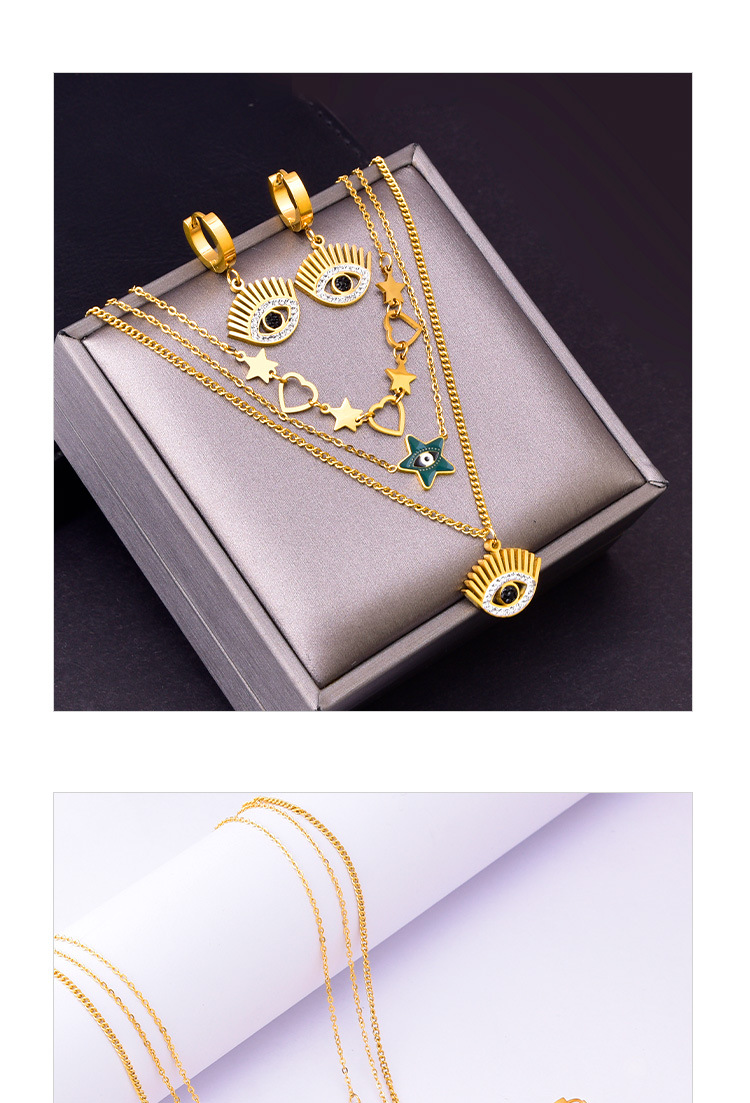 14g Weight Vacuum Plating Gold Plating Process 18K Gold Plated Plating Material Rhinestones Inlay Material Jewelry Set Classification 1 Piece, 1 Set Quantity Daily Occasion 304 Stainless Steel Material Devil'S Eye, Star Pattern Women'S Gender Plating Design Basic Style 304 Stainless Steel 18K Gold Plated Basic Plating Devil'S Eye Star Rhinestones Jewelry Set
