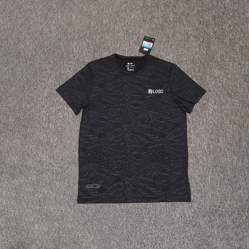 Brand Logo in stock Ice Silk Stretch Printed Short-sleeved T-shirt Men's Summer Breathable Fitness Running Casual Top Brand Logo in stock Ice Silk Stretch Printed Short-sleeved T-shirt Men's Summer Breathable Fitness Running Casual Top