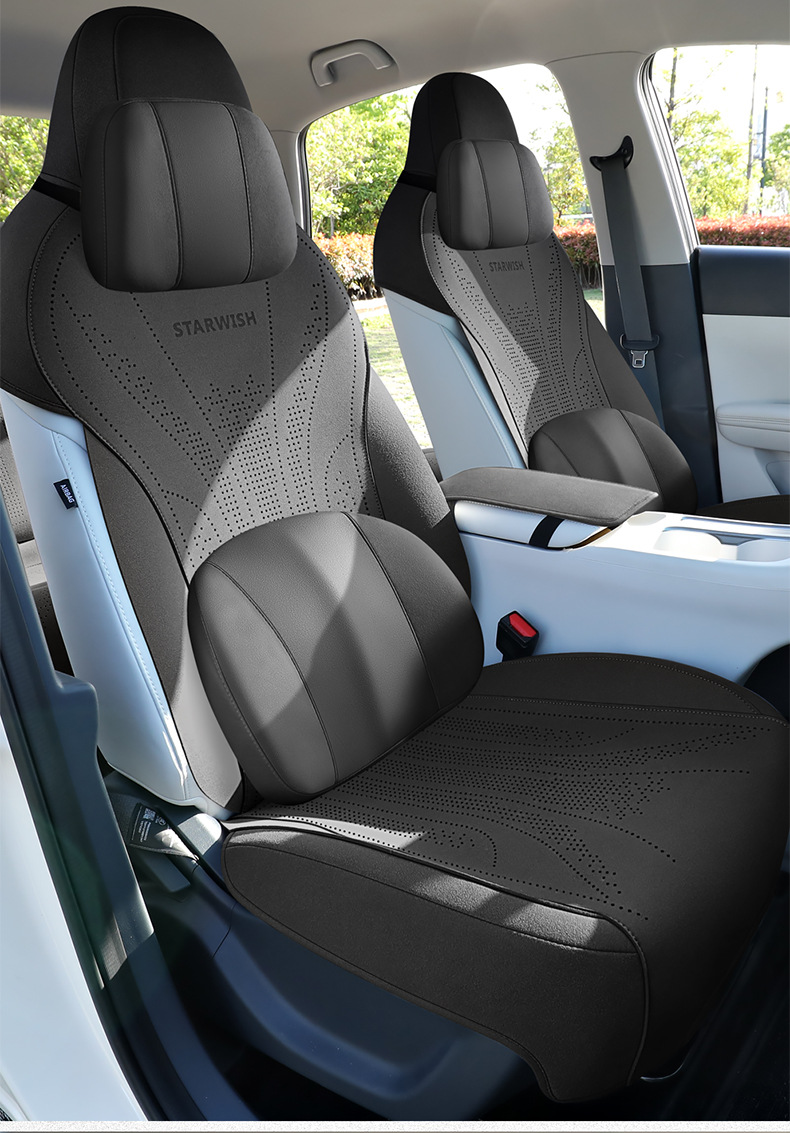 2025 New Geely Xingyue Special Seat Cushion, All-Season Universal Half-Covered Suede Breathable Perforated Saddle Seat Cover