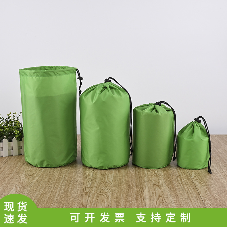 Bolsa de cuerda de nylon impermeable cilíndrica de plumón para ropa doméstica de poliéster bolsa de almacenamiento bolsa de embalaje bolsillo de paquete de contracción image 1