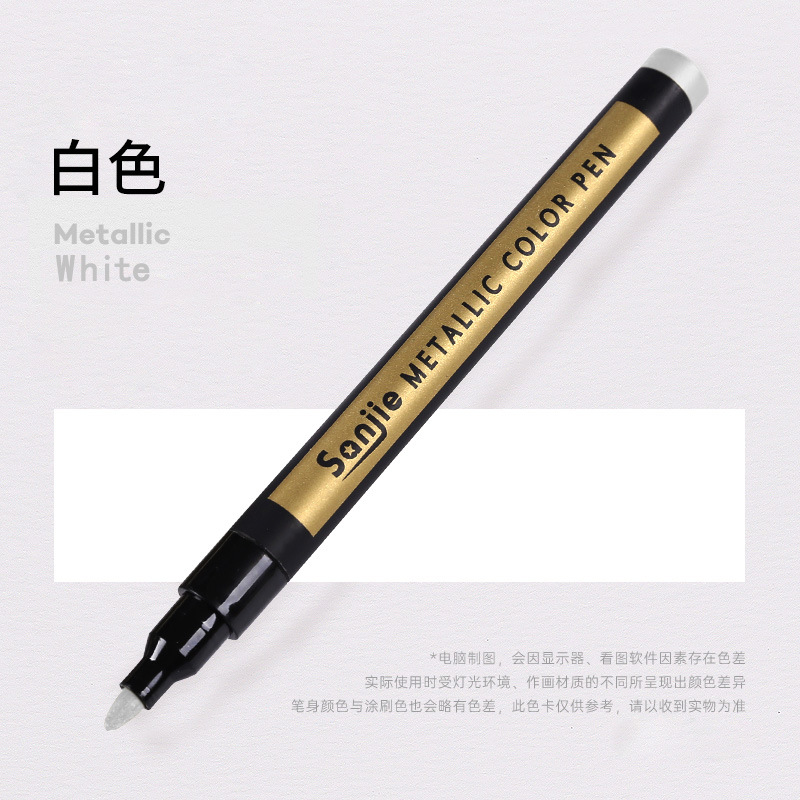 Sanjie color metálico marcador de pintura marcador de metal marcador de color a base de agua