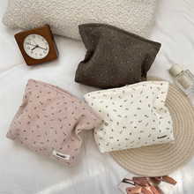 510133 灯芯绒小碎花化妆包大容量便携洗漱包内胆包旅行分装收纳