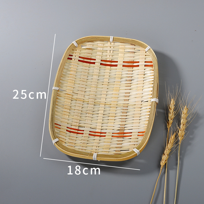 bambú trenzado pastel bandeja cesta refrescos canasta de frutas canasta de bambú estilo antiguo chino canasta de productos de doble capa platos hechos a mano