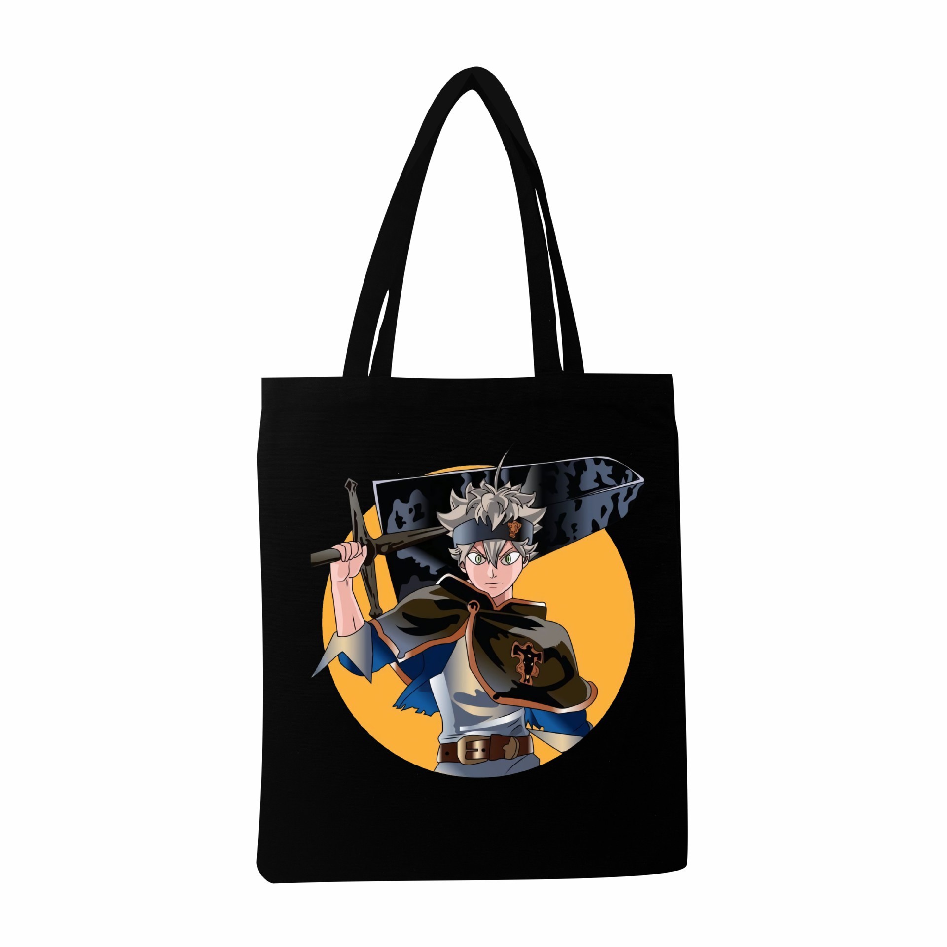 Transfronterizo AliExpress Black Clover Black Clover Bolso de mano para hombres y mujeres Bolso de lona casual Bolso ancho