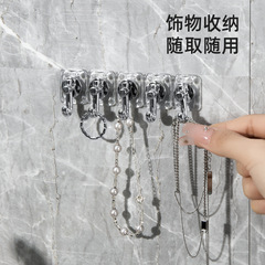 輕奢創意連排掛鈎強力粘貼免打孔無痕粘鈎門後衣帽掛鈎廚房收納鈎