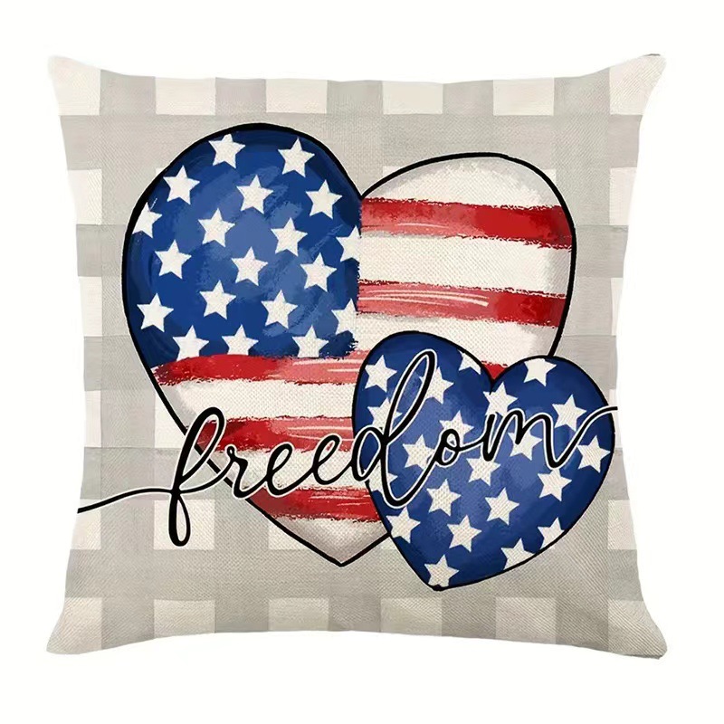 2024 nueva serie de funda de almohada del día de la independencia lino estilo americano funda de almohada cuadrada decoración de atmósfera de vacaciones image 16