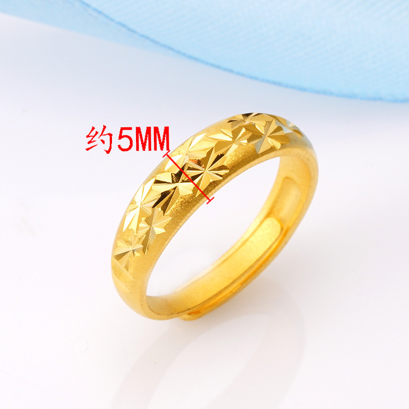 Moda Chapado en cobre 999 oro estrellado abierto anillo de hombres y mujeres venta al por mayor de suministro transfronterizo pareja anillo de oro de Vietnam