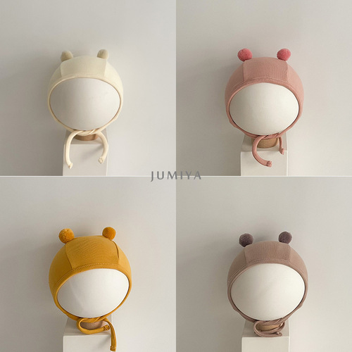 Cute and cute ~ ins Korean baby hat spring and autumn thin cotton 0-6 month old baby boy autumn ear protection hat