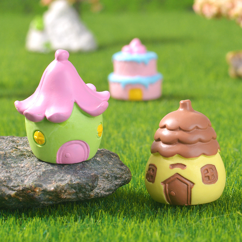 卡通蛋糕屋微景观多肉装饰摆件可爱卡通房子创意蛋糕烘培树脂配件 3