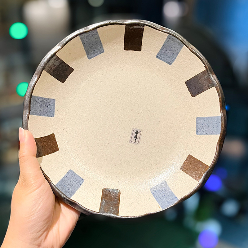 日式和风陶瓷餐具粗陶寿司盘子高级感磨砂家用复古做旧菜盘蒸鱼盘