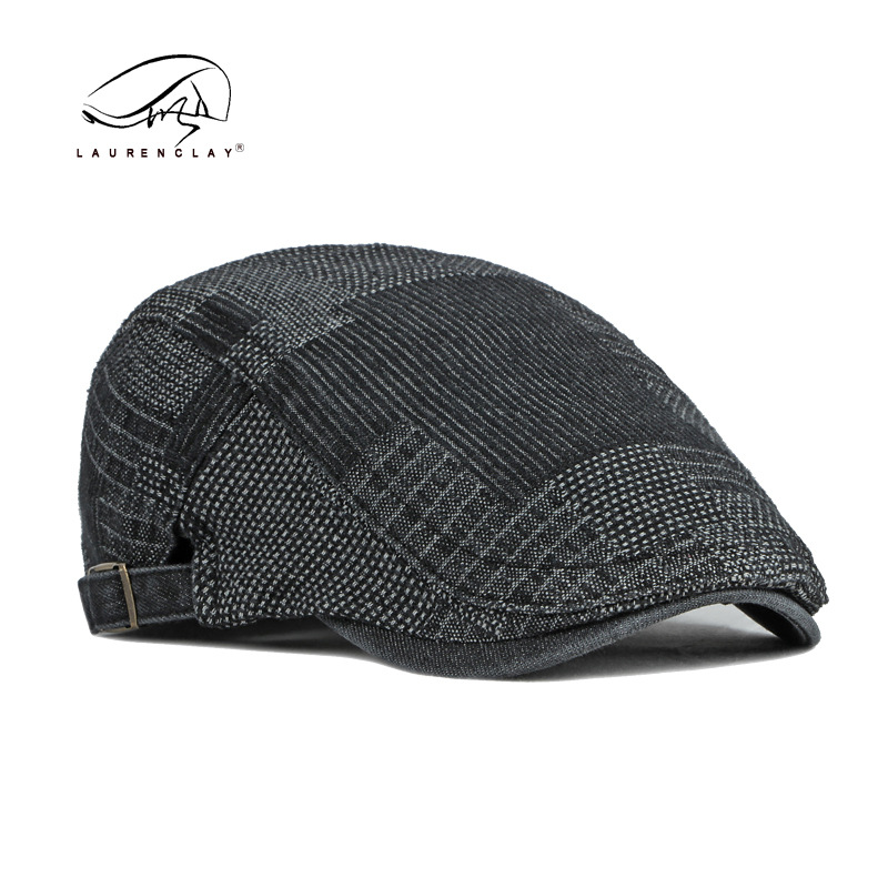 Primavera y verano lavado Denim boina unisex retro británico casquillo enarbolado casual personalizado pintor sombrero delantero