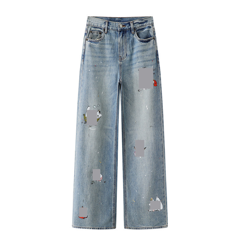 In-Stock 2026 Summer New Loose-Fitting Rhinestone Cartoon Anime Print Jeans Mbf2Jen011