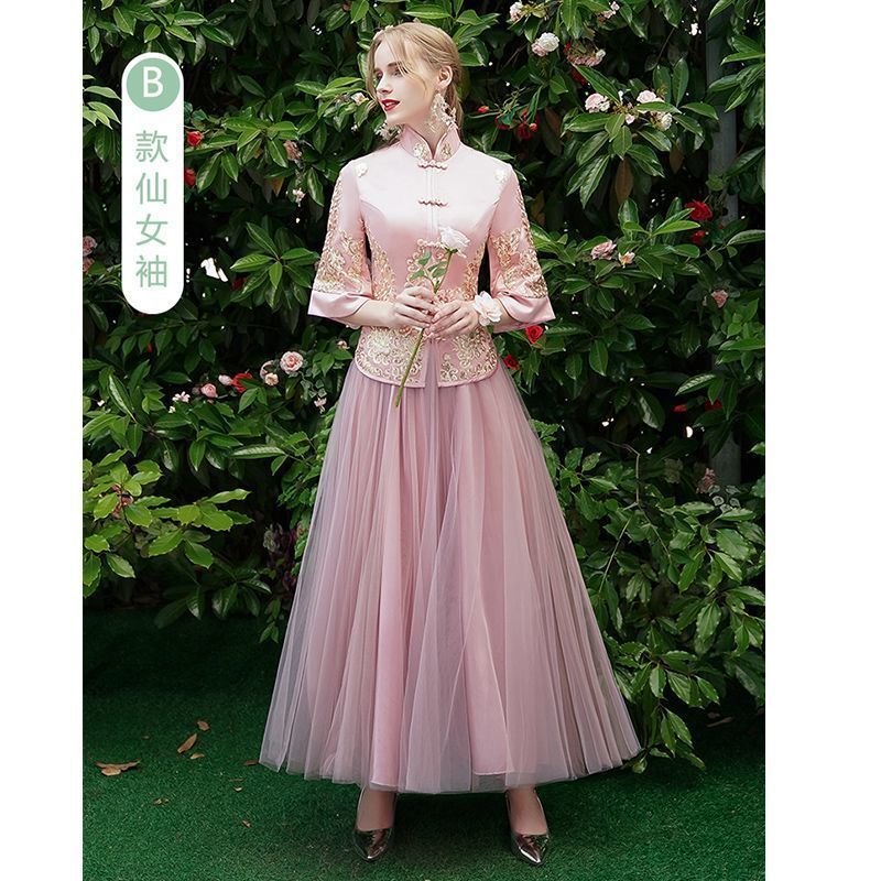新しい中国風のブライズメイドドレス、ライトラグジュアリーニッチハイエンドシャンパンカラー改良されたツーピーススーツシスタードレス毎日着用可能|undefined