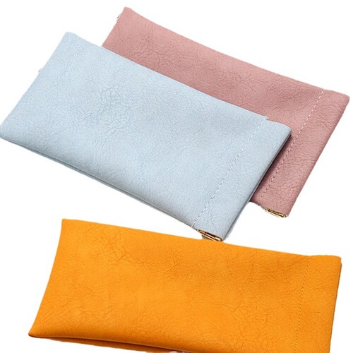 Eyeglass case sunglasses sun glasses unisex storage sleeve spring-lip automatic closure eyeglass bag leather eyeglass case