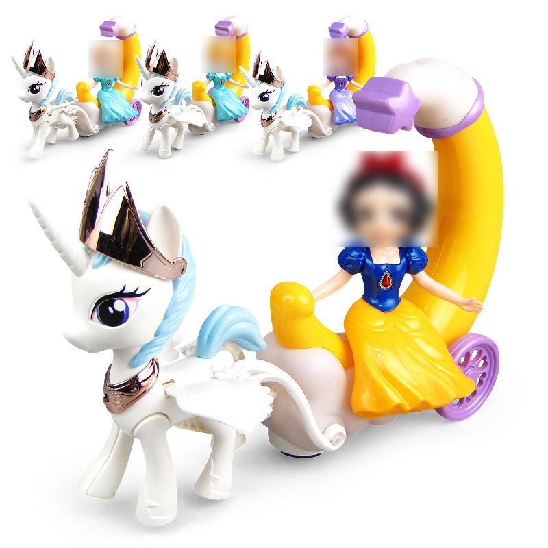 Tiktok mismo eléctrico universal Luna princesa unicornio carruaje música ligera niños Venta caliente y niñas Juguetes