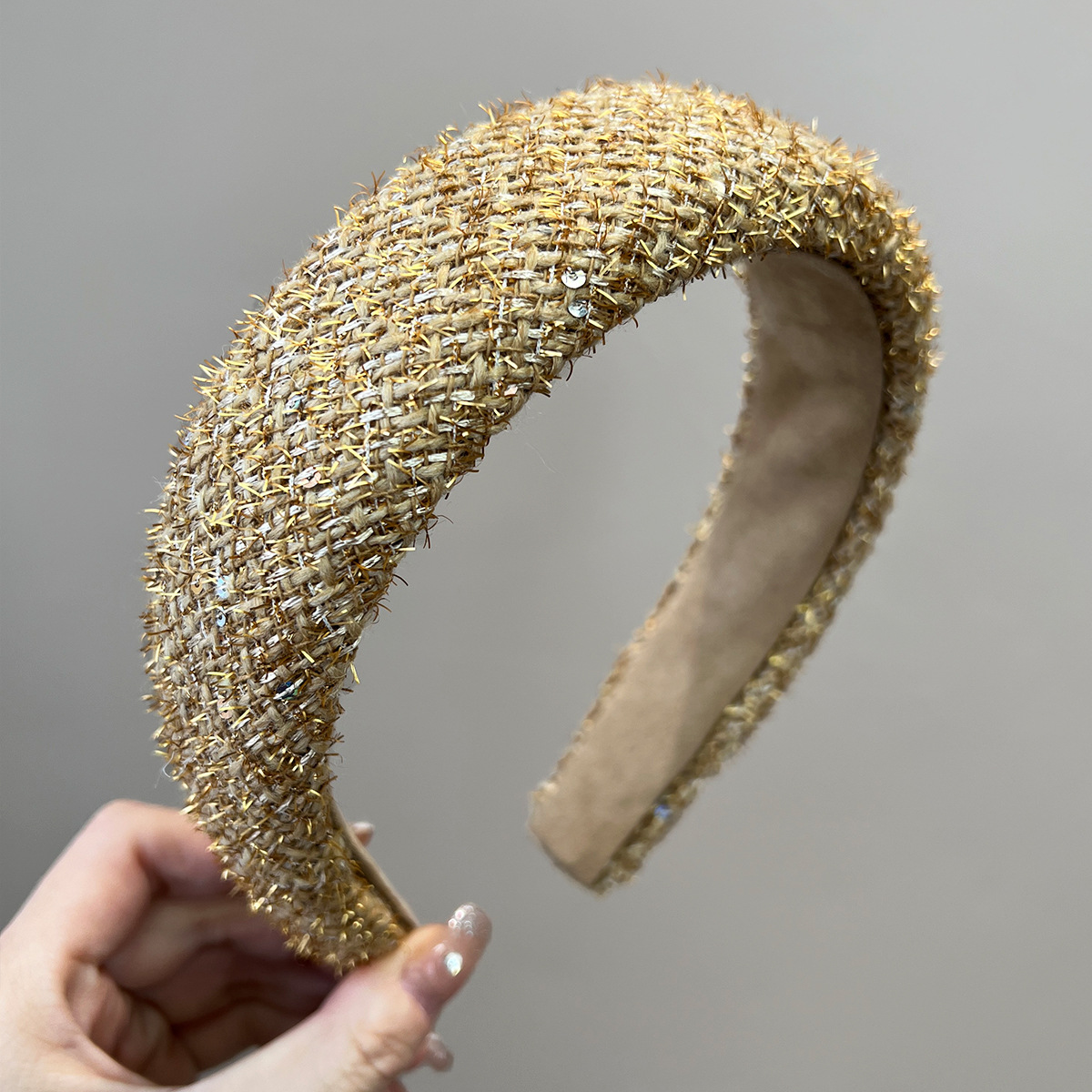 2025新款秋冬亮片紅色碎發箍女款頭箍壓發卡發捆頭飾高級感洋復古