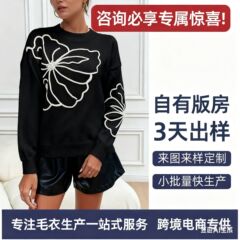 国境を越えた貿易 2025 秋冬新作刺繍大花ニットセーターラウンドネックカジュアル立体花プルオーバー