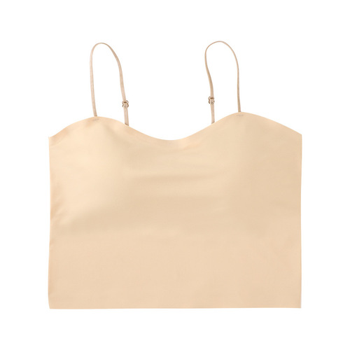 New Ice Silk Seamless Backless Integrated Fixed Cup Outer Wearing Underwear Bra Push Up No Wire Bra for Women 