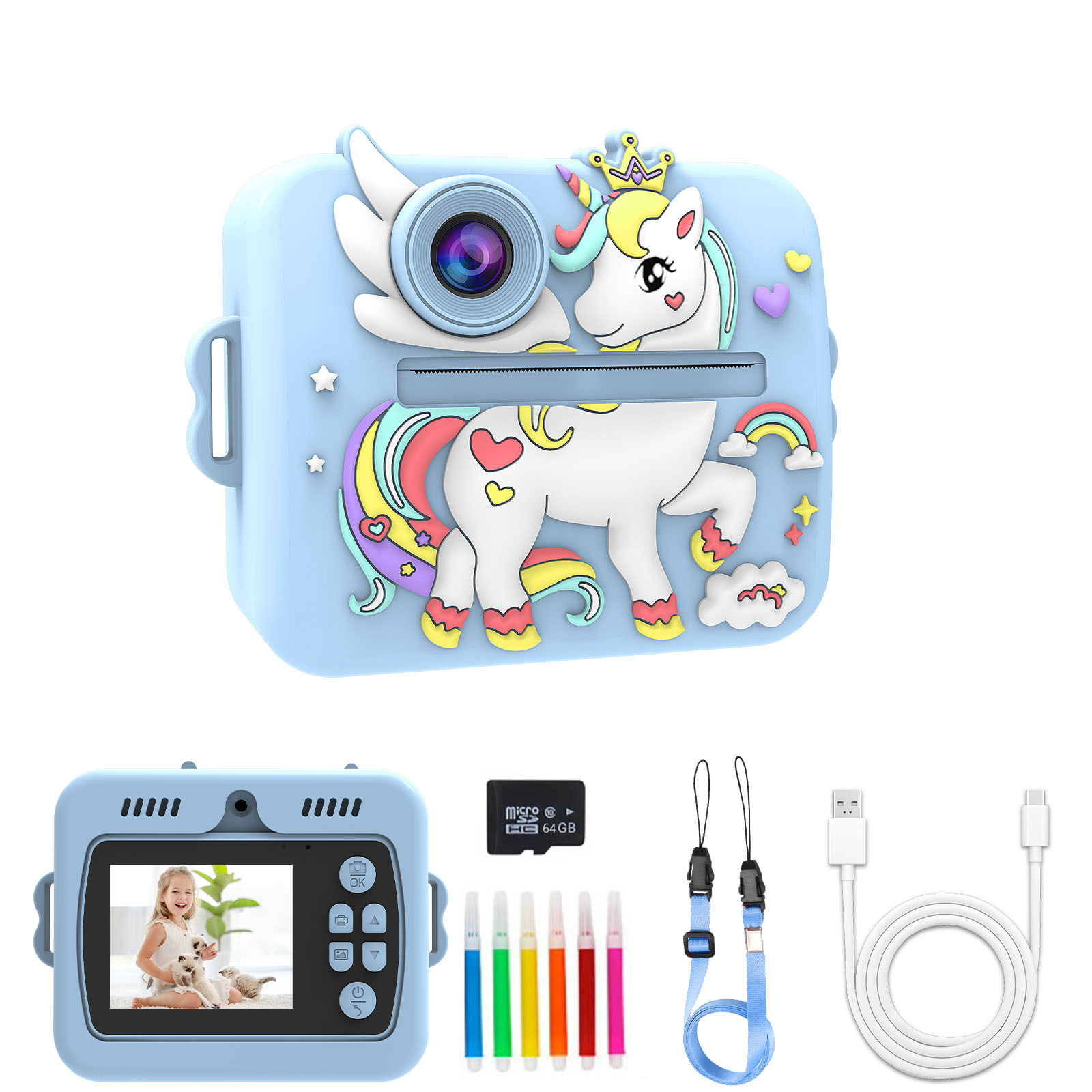 블루 유니콘 + 64G 메모리 카드 + 정교한 포장