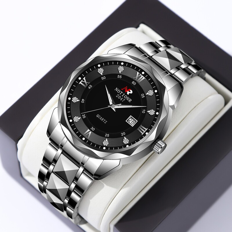 NOTIONR cross-border new waterproof round men's date quartz watch luminous sports watch stainless steel watch NOTIONR cross-border new waterproof round men's date quartz watch luminous sports watch stainless steel watch