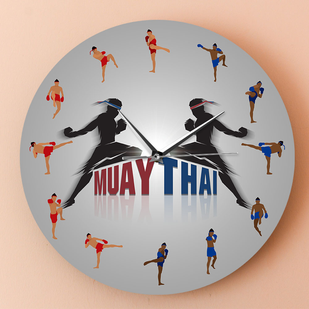 Muay Thai Thai Traditional Fighting Technology Wall Clock Martial Arts Fighting Technology Clock Home Living Room Decoration Wall Clock Cross-Border
