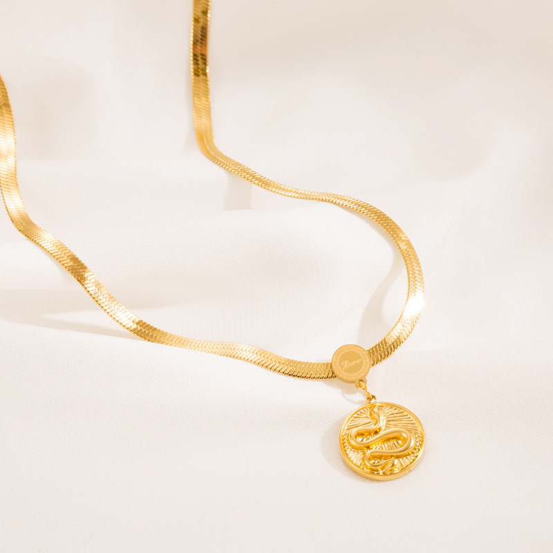 Retro Snake Titanium Steel Plating Pendant Necklace 1 Piece