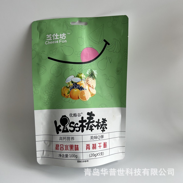 奶酪镀铝包装袋  自立奶制品酸奶棒芝士条食品袋  彩印奶片自封袋