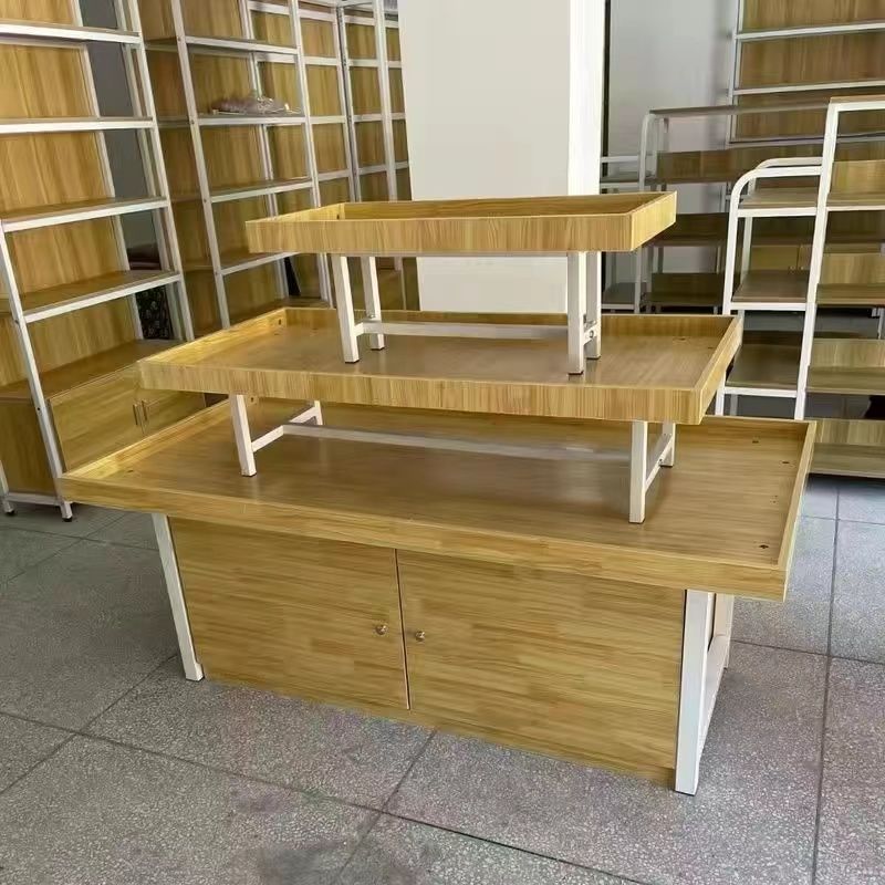 展示台化妆品堆头中岛展示柜饰品展示柜三层超市货架促销展示架|undefined