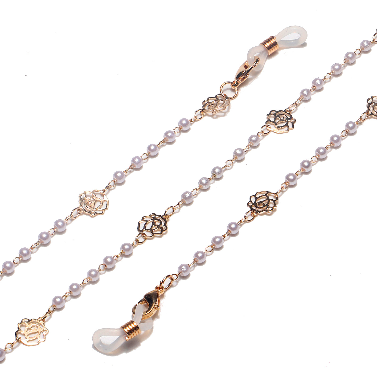 Fashion Pearl Hollow Flower Glasses Chain display picture 2