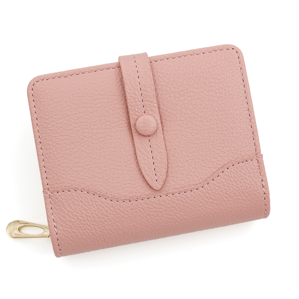 Caramelo de moda de hebilla de corto bolso de tarjeta múltiple bolso de identificación bolso de cambio con cremallera de mano