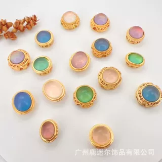 古法金珠子沙金转运珠镶嵌猫眼石手链配饰手串配珠隔珠配件批发